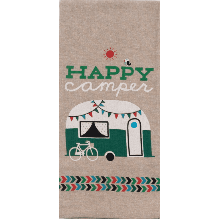 I Heart Camping & Happy Camper Set of 2 Kitchen Tea Towels by Kay Dee