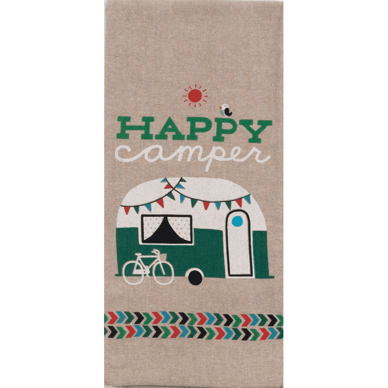 I HEART CAMPING & HAPPY CAMPER Set of 2 Kitchen Tea Towels by Kay Dee 