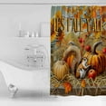 thumbnail image 4 of Small Stall Shower Curtain 48x72 Inch Narrow Half Size Fall Pumpkins Bath Curtains Bathroom Decor Thanksgiving Maple Leaf Watercolor Waterproof Fabric Shower Curtain Set with Hooks 48 Inch, 4 of 6