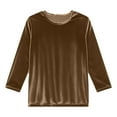 thumbnail image 7 of Velvet Tops Long Sleeve Crewneck Womens Velour Shirts Stylish Loose Tee Shirts Comfortable Everyday Tops Chic Layers Khaki XL, 7 of 7