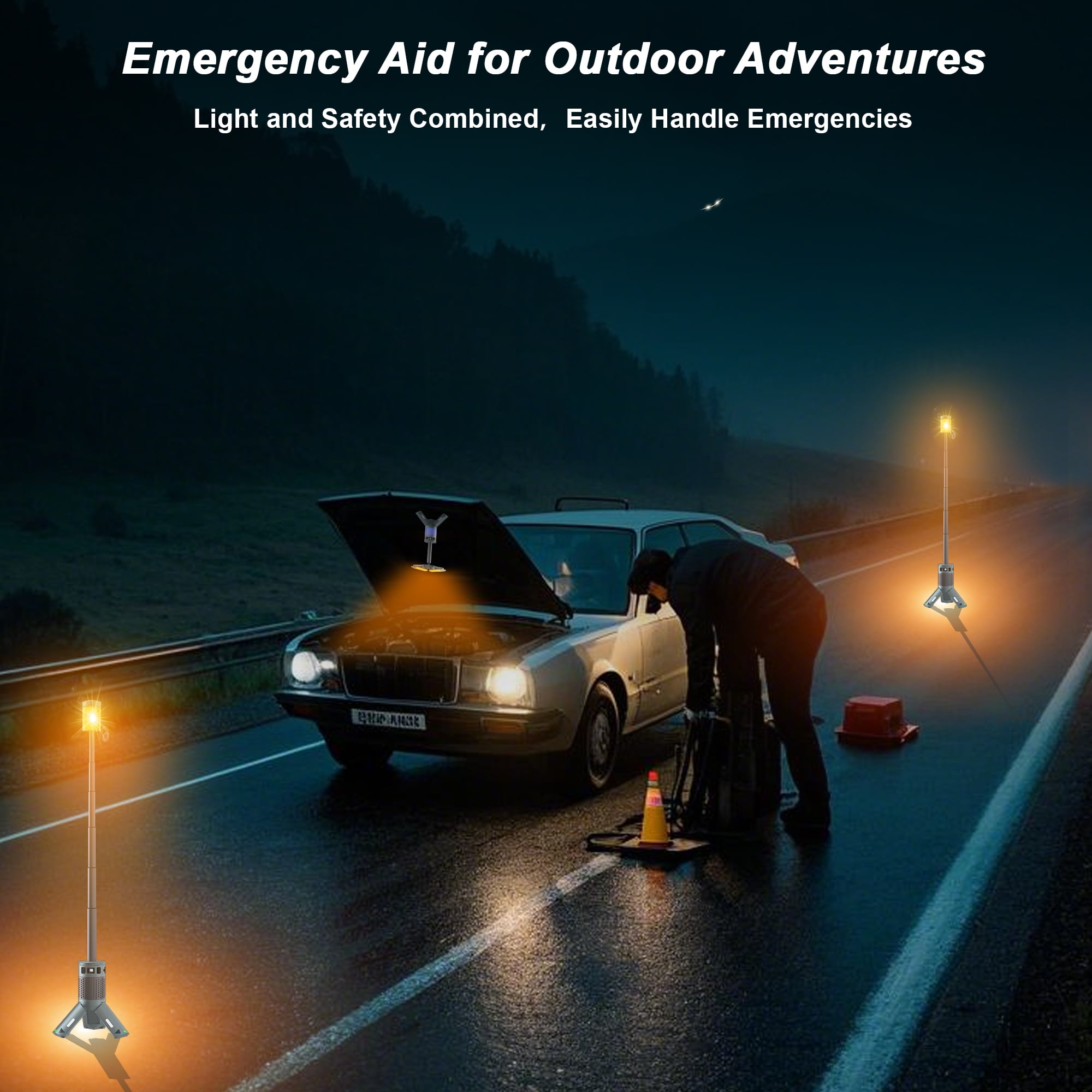 Xecessory Camping Lantern Rechargeable Telescopic, 12000mAh Waterproof LED Flashlight Magnetic Camping Light Camping Essentials, Portable Outdoor Emergency Light for Power Outage