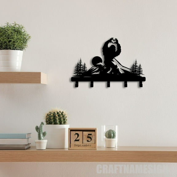 Craftnamesign Custom Bigfoot Metal Key Holder, Bigfoot Decor Key Holder, Bigfoot Metal Sign