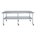 thumbnail image 2 of AmGood 96" Long x 30" Deep Stanless Steel Work Table with Casters | Mobile Metal Table, 2 of 9