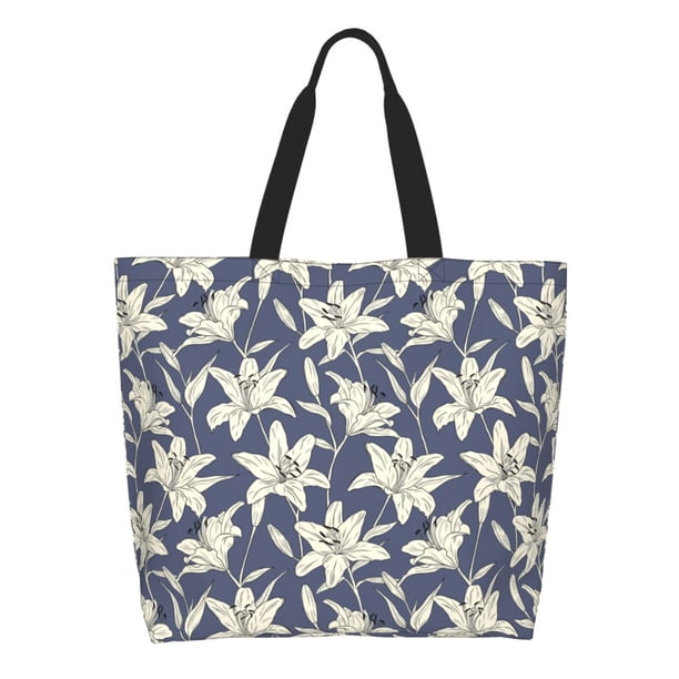 Disketp Lilies Flowers Bolsa Tote Estampada para Mujer, Bolso de Hombro y de Mano para Compras y Viajes