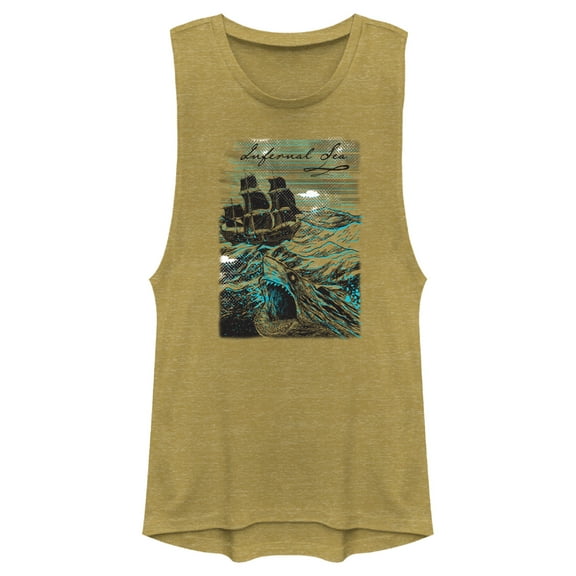Junior's Pirates of the Caribbean: Curse of the Black Pearl Infernal Sea  Festival Muscle Graphic Tee Gold Heather Medium