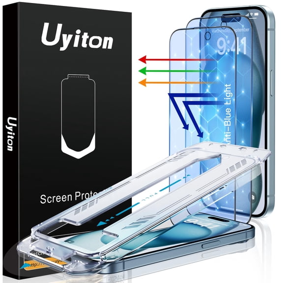 Protector de pantalla Uyiton Anti-Blue Light para iPhone 15, paquete de 2