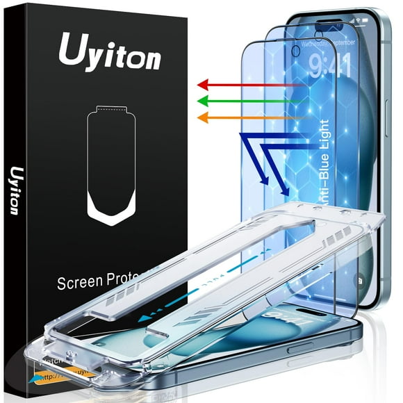 Protector de pantalla Uyiton Anti-Blue Light para iPhone 15, paquete de 2
