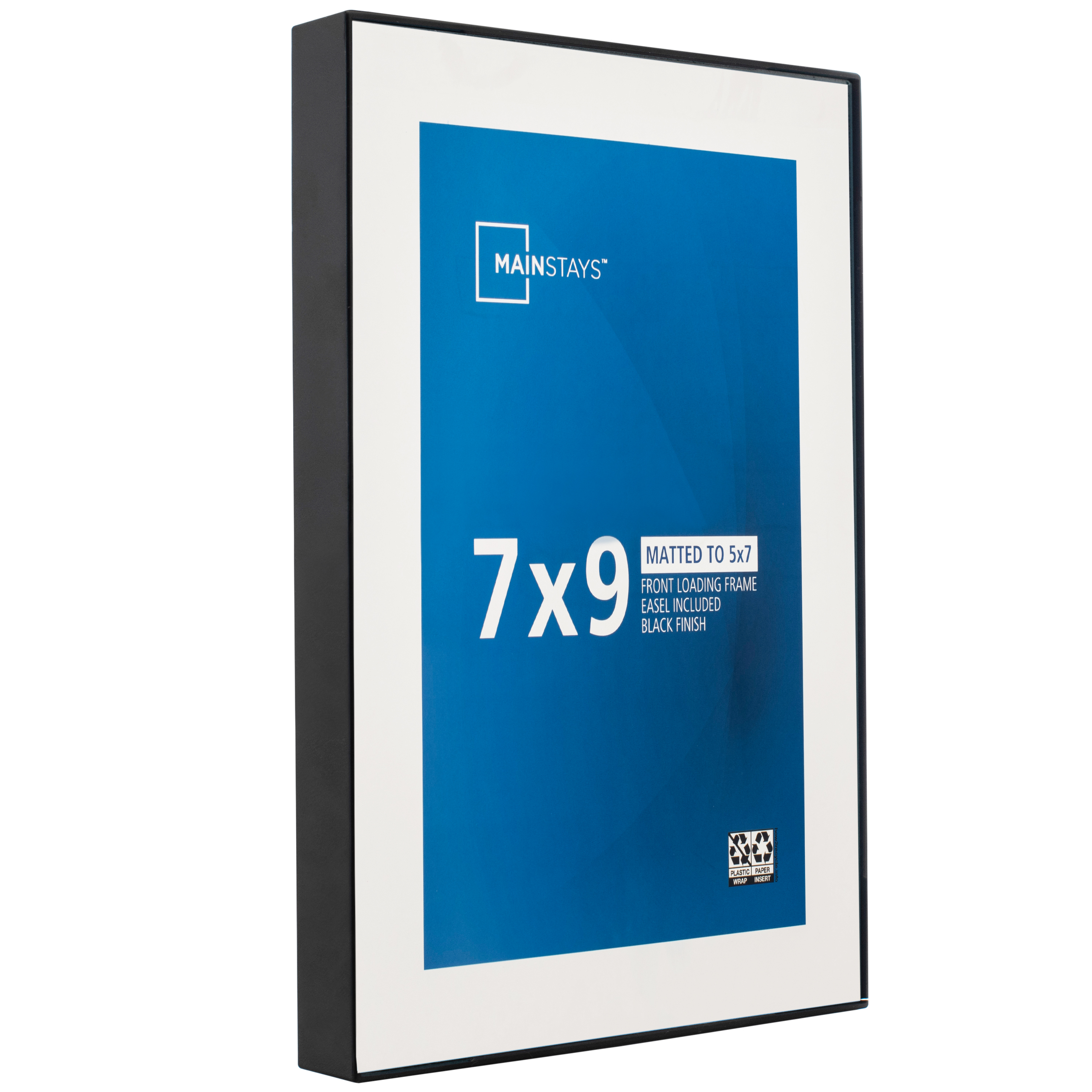 Mainstays 7x9 Matted to 5x7 Front Loading Tabletop Picture Frames, Black, Set of 6