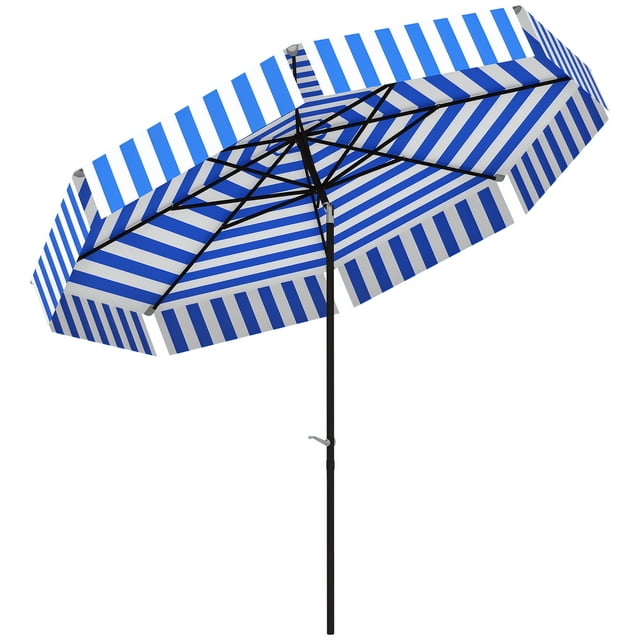 Outsunny 8.7FT Patio Umbrella, Tilting Parasol with Crank Handle, Navy Blue