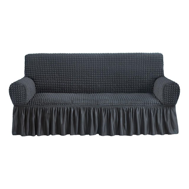 NIcEEc Funda de sofá Gris Oscuro Funda de sofá 1 Pieza Funda de sofá fácil de Instalar Protector de Muebles Duradero Universal de Alta Estiramiento con Falda Estilo campestre (3 plazas Gris Oscuro)