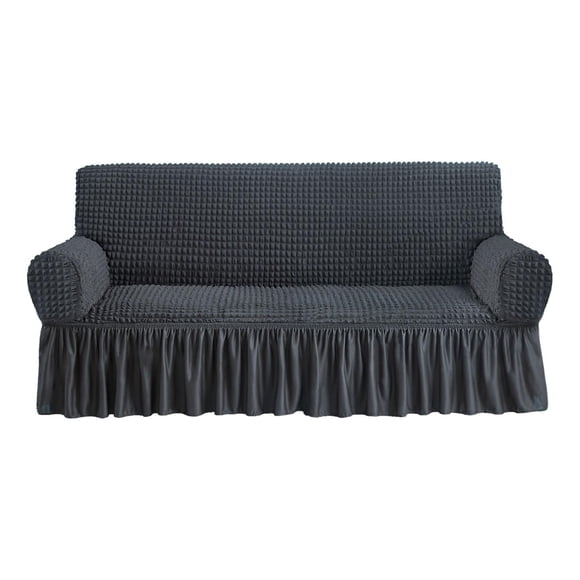 NIcEEc Funda de sofá Gris Oscuro Funda de sofá 1 Pieza Funda de sofá fácil de Instalar Protector de Muebles Duradero Universal de Alta Estiramiento con Falda Estilo campestre (3 plazas Gris Oscuro)