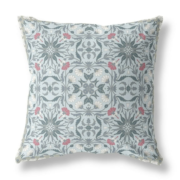 26â€ Powder Blue Paisley Indoor Outdoor Throw Pillow