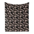 thumbnail image 1 of Floral Soft Flannel Fleece Throw Blanket, Hand Drawn Victorian Flower Drawings Blooming Leaves, Cozy Plush for Indoor and Outdoor Use, 50" x 70", Grey Blush, by Ambesonne, 1 of 5