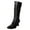 Black, variant on Women's Fashion Lace Knee High Boots, Pointed Toe High Heel Boots with Side Zipper, Mid Tube Boots for Fall Winter