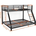 thumbnail image 2 of Metal Bunk Bed Twin Over Full Size, Heavy Duty Bunk Beds with Safety Ladder & Guardrail for Adults Teens, Space-Saving Low Bunkbed Frame for Dorm, Bedroom, Apartment (Black, Twin & Full-01), 2 of 6