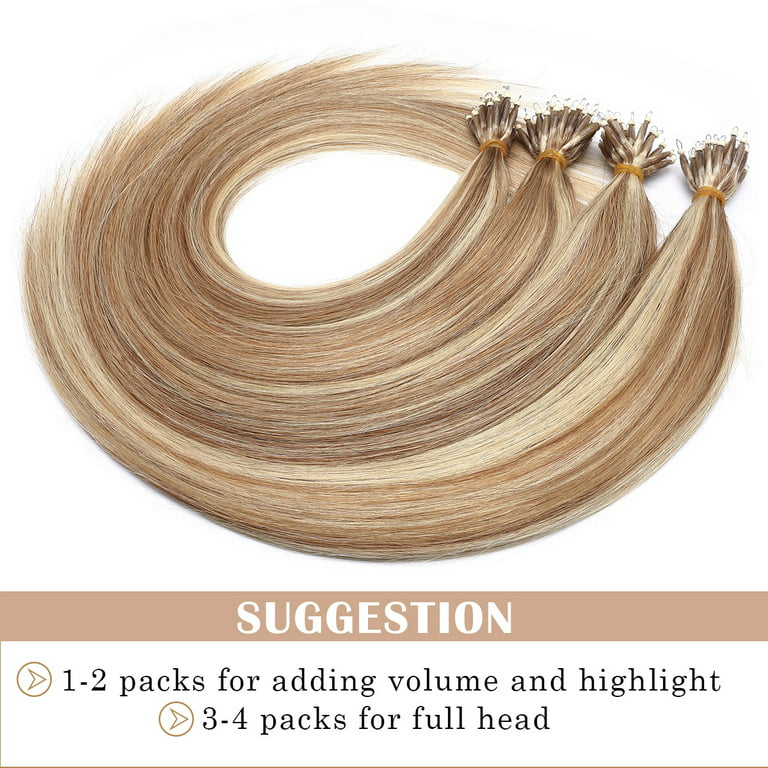 200PCS Thick 100% Remy Human Hair Extensions Nano Ring Micro Loop Beads  Blonde X