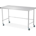 thumbnail image 1 of 60 In x24 In Rolling Open-Base Stainless Steel Work Table - Heavy Duty Commercial Kitchen and Home Prep Table with Wheels, 1 of 6