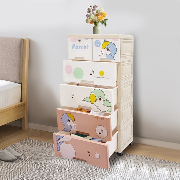 Plastic Drawers Dresser Storage Cabinet with 6 Drawers,Closet Dresser Organizer,Stackable Vertical Clothes Storage for Hallway Entryway