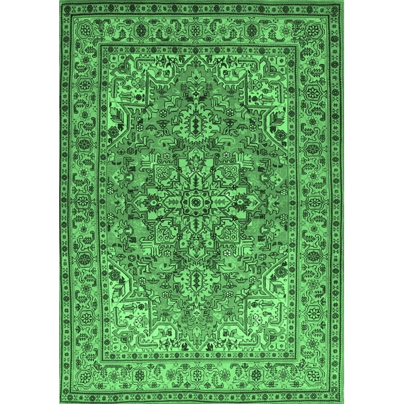 Ahgly Company Indoor Rectangle Persian Emerald Green Traditional Area Rugs, 2' x 3'