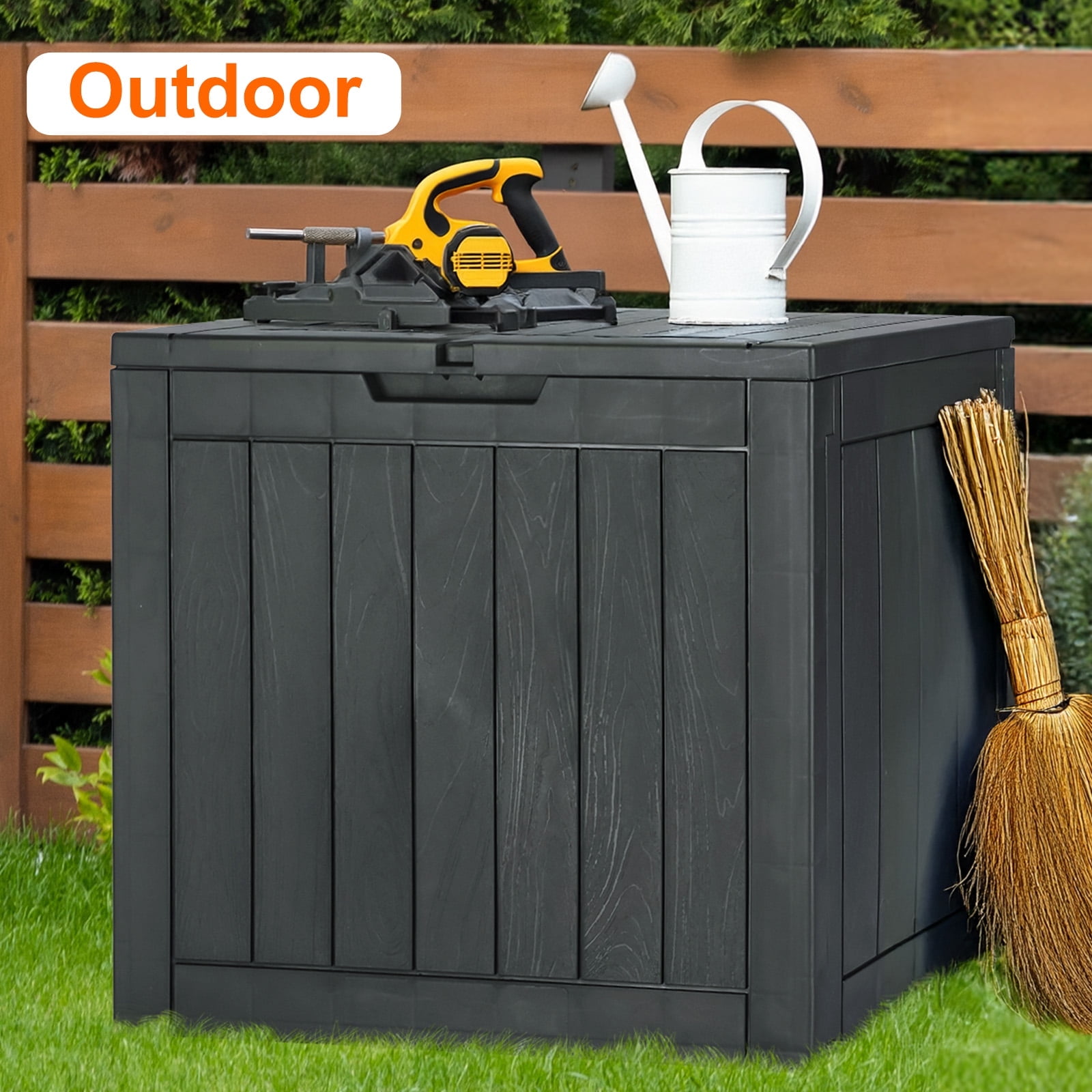 Gianna 31 Gallon Resin Deck Box, Waterproof UV Resistant Outdoor Storage Box for Garden, Indoor，Wisteria Black
