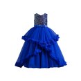 thumbnail image 1 of MAWCLOS Robe de Soirée Douce pour Tout-Petit Couleur Unie Paillettes Robe d'Été Bleu Royal 140cm, 1 of 7