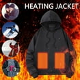 thumbnail image 3 of Heated Sweatshirt Unisex USB Heated Hoodie with 3/7 Heating Levels Men Women Heated Jacket USB Rechargeable Heated Body Warmer Thermal Tops Heated Clothing for Running Hiking, 3 of 7