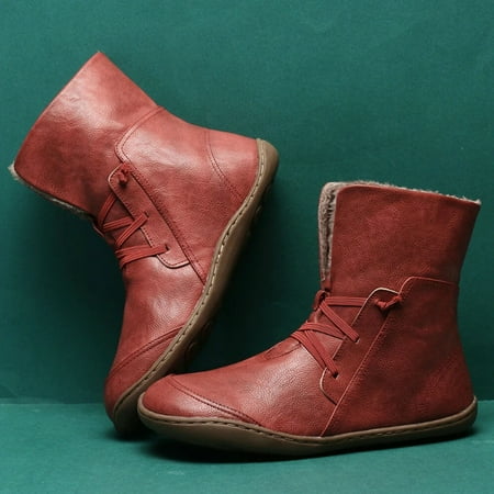 

Fall/winter New Mid-tube Women s Boots Solid Color Flat Boots Snow Boots Women