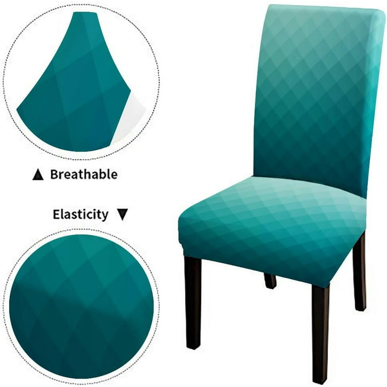 Chair Covers for Dining Room Set of Abstract Turquoise Elastic