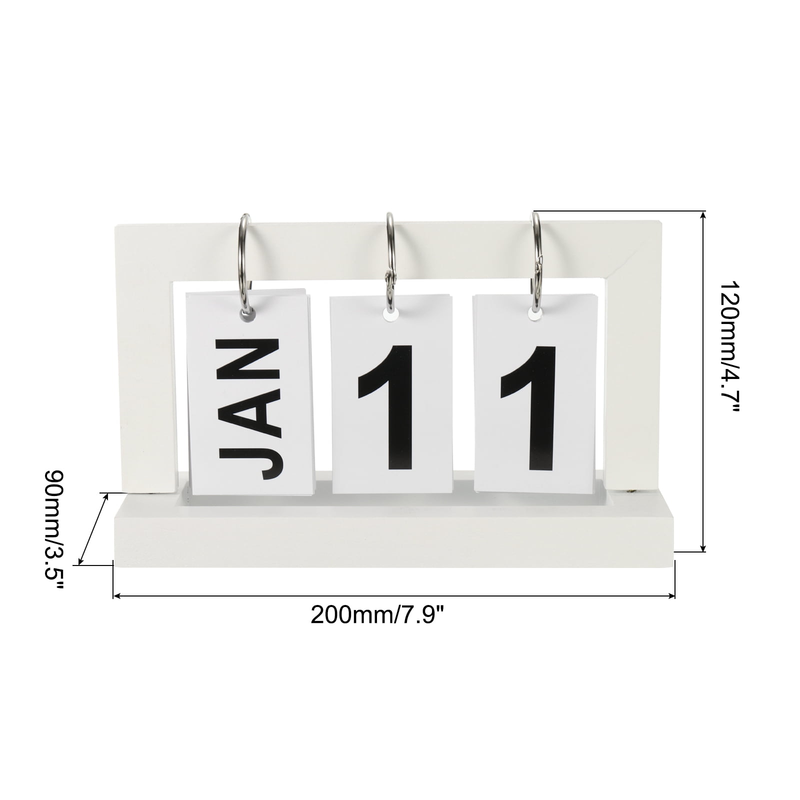 Unique Bargains Vintage Wood Perpetual Calendar for Desk Office Home Decoration White