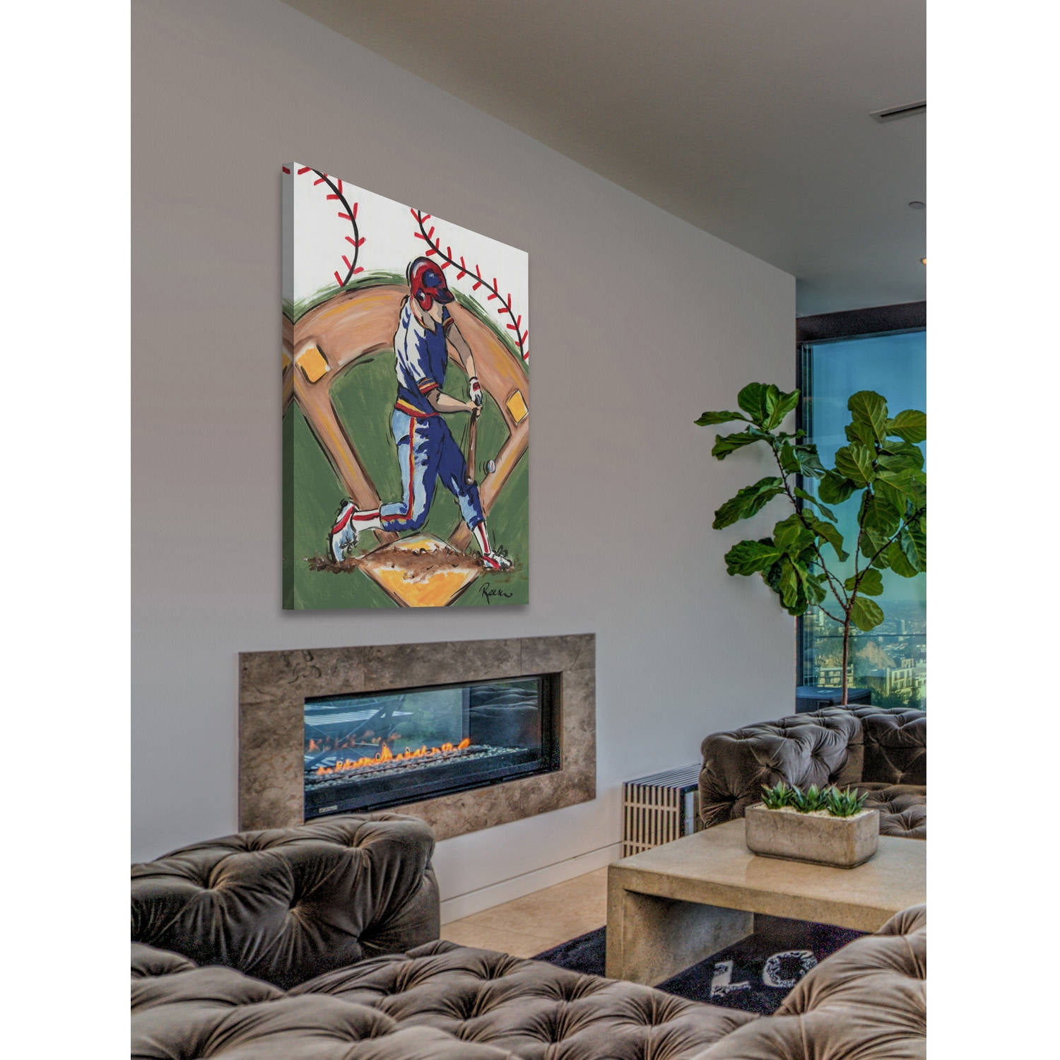 Marmont Hill "Baseball Player" by Reesa Qualia Painting Print on Wrapped Canvas
