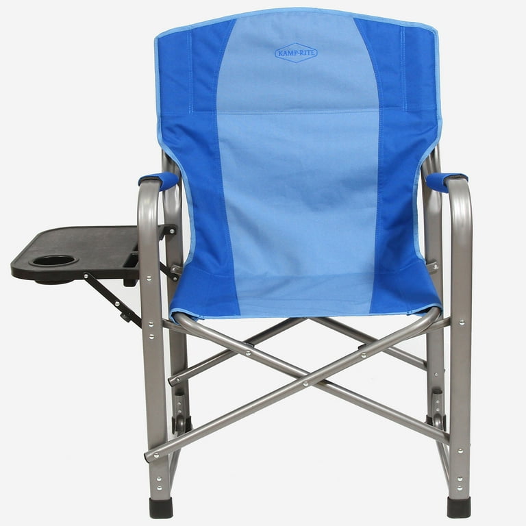 Kamp Rite Director s Chair Outdoor Camping Folding Chair with Side Table Blue