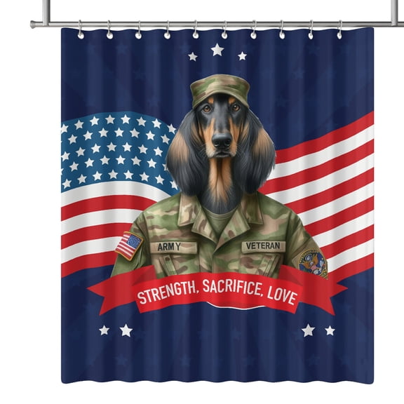 Happy Father's Day Honoring Veterans Afghan Hound in Army Uniform Shower Curtain Dog Lover Waterproof Bathroom Bathtub Curtain - 13007