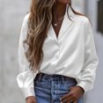 thumbnail image 2 of Women'S Clothing, Tops for Women Trendy, Stylish Women's Button Down Satin Shirts Long Sleeve Roll Up Boyfriend Style Casual Work Blouses for Everyday Wear, 2 of 6