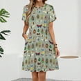 thumbnail image 2 of Watercolour Bugs Pattern Dress Fashion Beach Short Sleeve Dresses Female Party Printed Sundress, 2 of 7