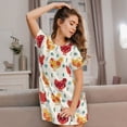 thumbnail image 3 of Fotbe Flower Chicken Bata de Dormir para Mujer con Estampado, Camisón de Algodón de Manga Corta, Ropa de Dormir Casual, 3 of 6