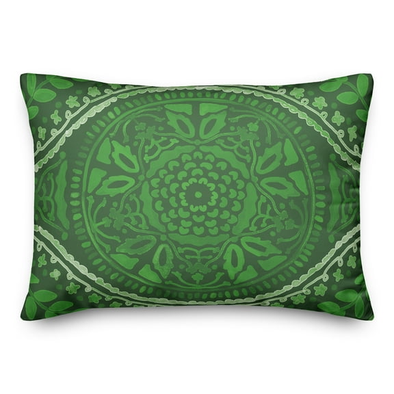 Creative Products Large Green and White Folk Pattern 14x20 Indoor / Outdoor Pillow