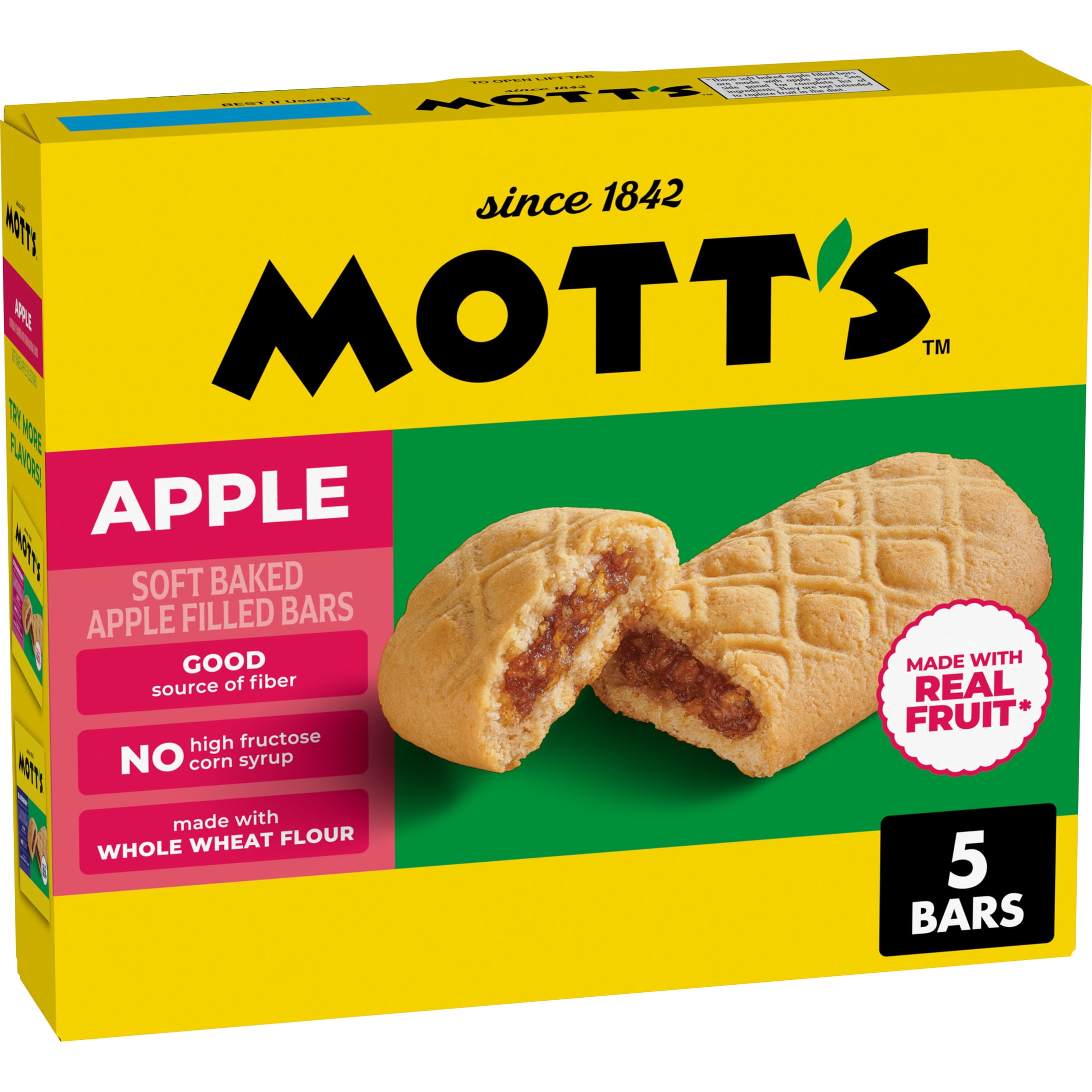 (8 pack) Mott's Soft Baked Apple Filled Bars, Apple Flavor Snacks, 5 Count, 6.55 oz