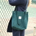 thumbnail image 2 of Shengyu Sacs en Velours Côtelé pour Femmes Sac à Bandoulière Léger Réutilisable Grande Capacité Sacs de Courses Rétro Sacs à Main Décontractés Sangle Renforcée Vert Noirâtre, 2 of 8