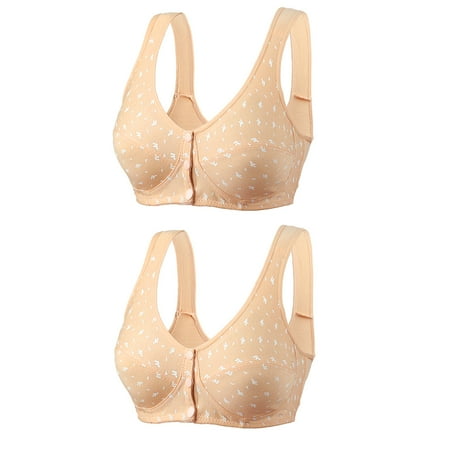 Crunowin Women s Plus Size Bra 2 Pack  Push Up Breathable Lingerie Wire Free Comfort Solid Color Everyday Underwear Khaki S