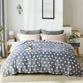 thumbnail image 2 of Flannel Fleece Blanket for Queen Bed,Soft Grey Dots Pattern Warm Cozy Blanket,90" x 90", 2 of 6