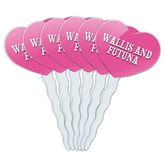 Wallis and Futuna Heart Love Cupcake Picks Toppers - Set of 6