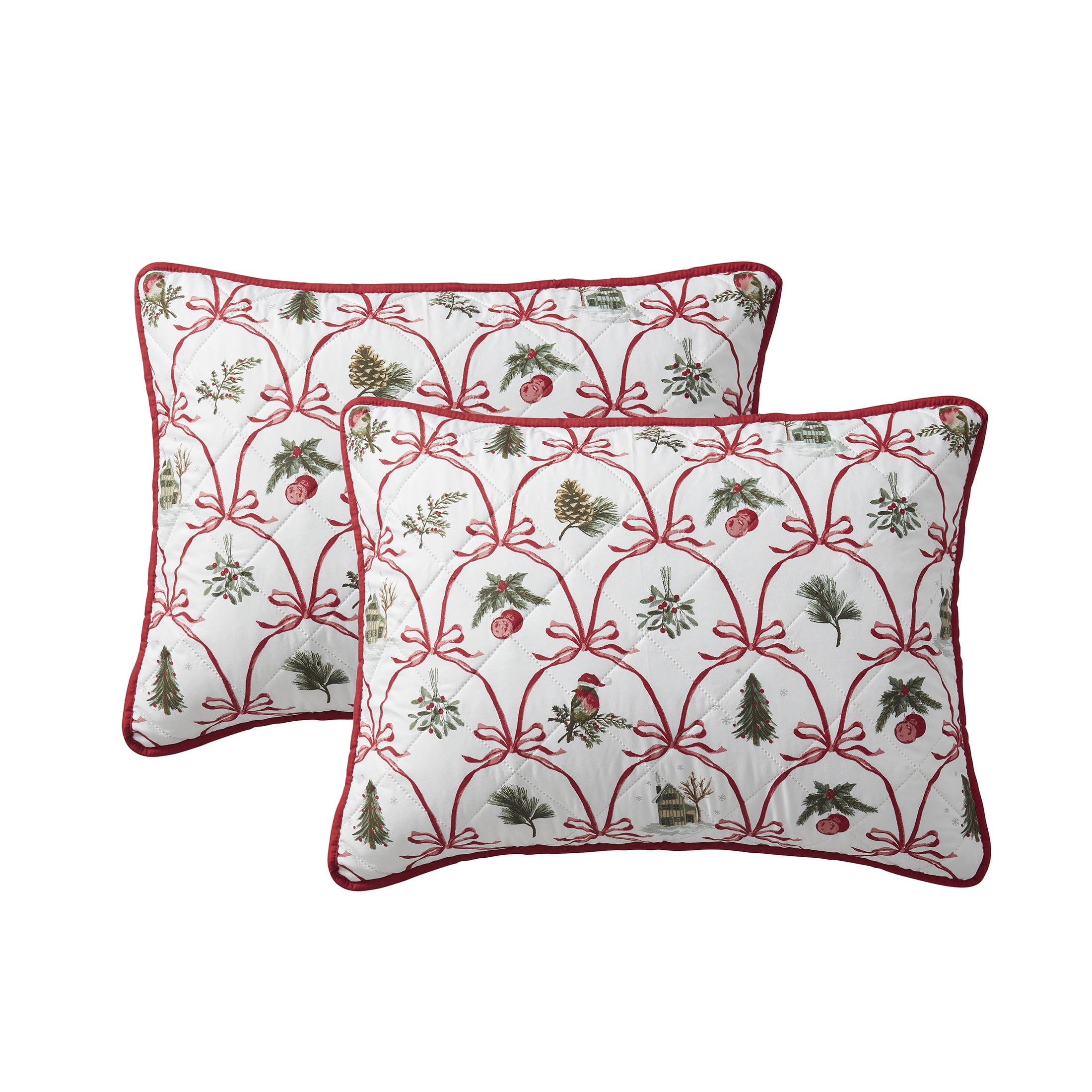 VCNY Home Multi Christmas Bow 3-Piece Adult Microfiber Quilt Set, Full/Queen