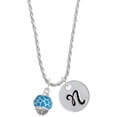 thumbnail image 1 of Delight Jewelry Silvertone Hot Blue Giraffe Print Spinner Silvertone Script Initial Disc - N - Charm Necklace, 20"+3", 1 of 4