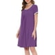 thumbnail image 4 of Vestido de salón para mujeres INSPIRE CHIC, camisones de noche, pijamas de color sólido, con cuello redondo, bata de noche, S púrpura, 4 of 5