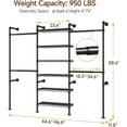 thumbnail image 2 of H3 Wall Mounted Closet System, Expandable Industrial Pipe Clothes Rack Clothing Rack for Hanging Clothes, Heavy Duty Closet Organizers and Storage in Wardrobe Closet, Black, 2 of 9