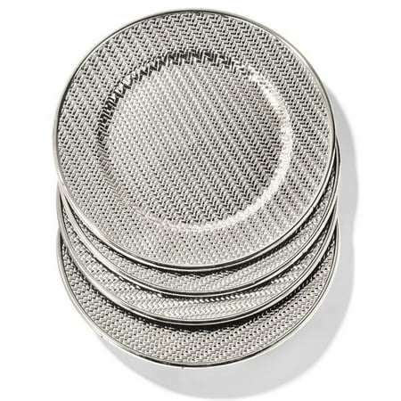 

American Atelier Round Melamine Decorative Aubrey Silver Charger Plates Set of 4 13