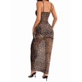 thumbnail image 5 of Women'S Mesh Corset Dress Sleeveless Satin Slit Dresses Party Cocktail Ruched Bodycon Dress Brown M, 5 of 9