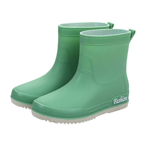 AUDeals Short Rain Boots for Women and Men Lightweight Waterproof Garden Boots Anti Slip Ankle Rain Shoes for Outdoor (Green, 6)