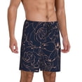 thumbnail image 2 of Balery Copper-Gold Gloss Outline Flower Pantalones cortos de pijama de punto de algodón para hombre con cinturilla y bolsillos-Medium, 2 of 6
