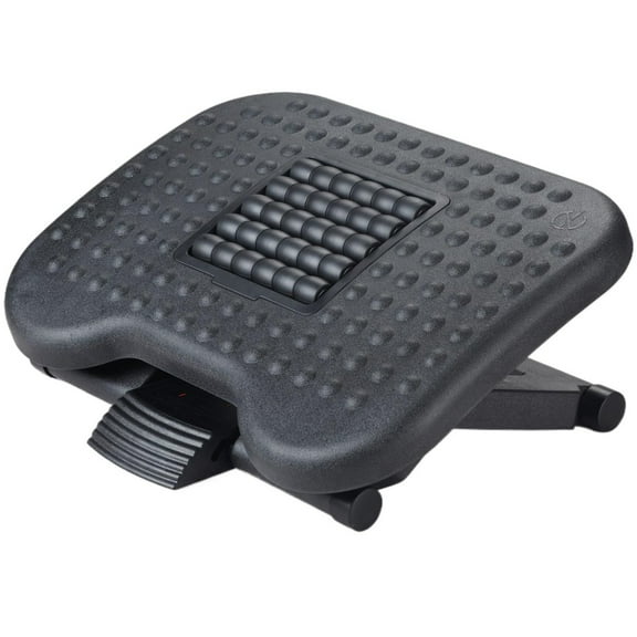 Adjustable Under Desk Footrest - Black Ergonomic Foot Stool with Massage Texture & Roller, 3 Heights & 30° Tilt for Office & Home